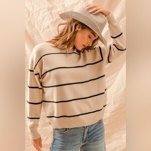 SO ME Stripe Crew Neck Basic Essential Sweater